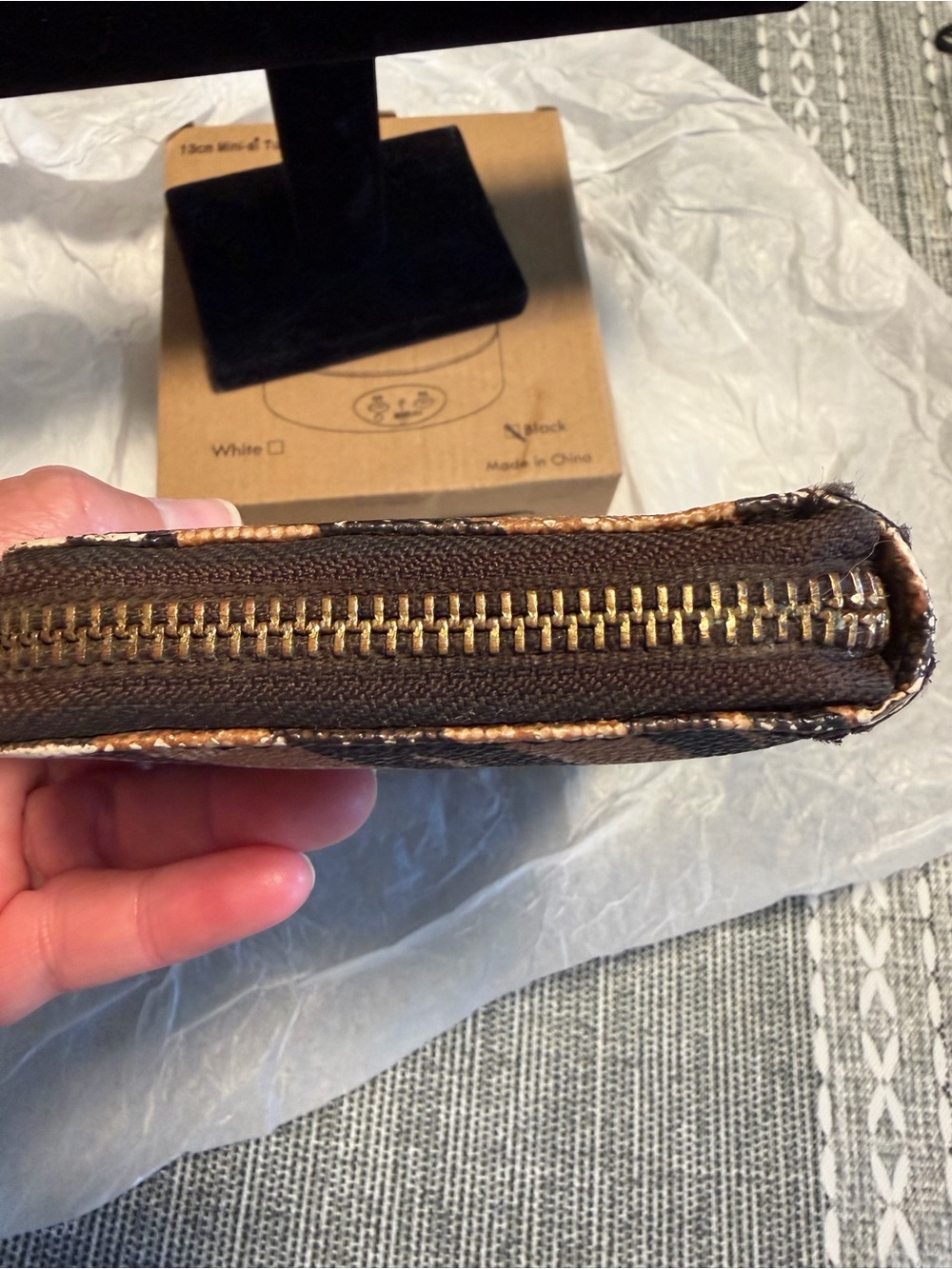 Michael Kors Zip-Around Wallet in Tan and Black Tiger-Print - Picture 5 of 15